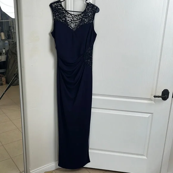 Lipsy | Dresses | Lipsy Us 2 Dark Blue Long Dress With Rushing And Side  Slit Stretchy | Poshmark